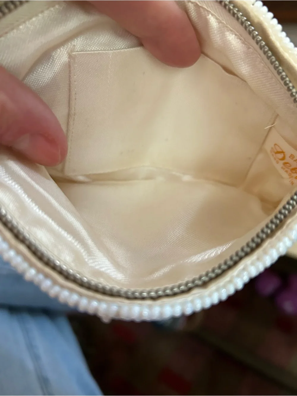 Pearl Beaded Evening Clutch - Cream